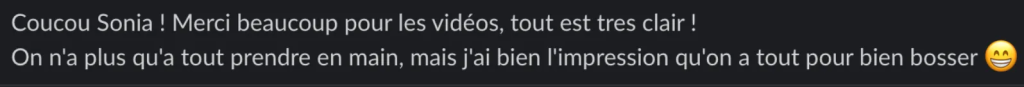 Message d'une cliente sur la transmission